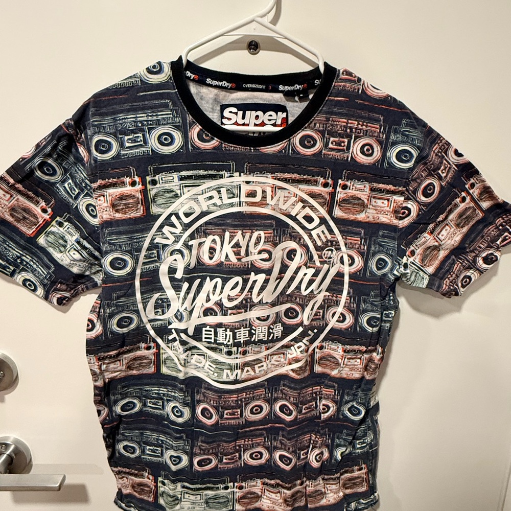 Superdry Oversized Fit Graphic Tee in Black and White